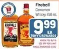 Tony’s Fresh Market Fireball Cinnamon Whisky offer