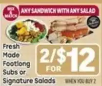 Tony’s Fresh Market Any sandwich with any salad offer