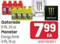 Tony’s Fresh Market Gatorade Monster Energy Drink offer