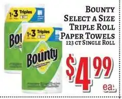 Bounty select a size triple roll paper towels
