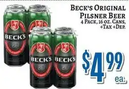 Trade Fair Supermarket Beck's Original Pilsner Beer offer