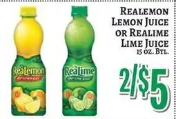 Trade Fair Supermarket Realemon lemon juice or realime lime juice offer