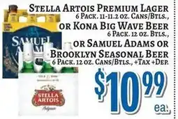 Trade Fair Supermarket Stella Artois Premium Lager or Kona Big Wave Beer or Samuel Adams or Brooklyn Seasonal Beer offer