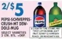 Met Foodmarkets Pepsi-Schweppes Crush-Mt Dew-Dole-Mug offer