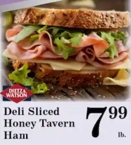 Harvest Foods Dietz & Watson Deli Sliced Honey Tavern Ham offer
