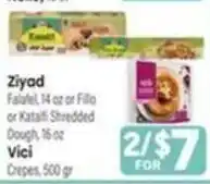 Tony’s Fresh Market Ziyad Falafel or Filto or Katali Shredded Dough offer