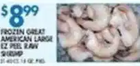 Associated Frozen great american large ez peel raw shrimp offer