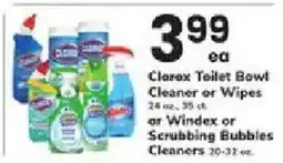 ACME Clarax Toilet Bowl Cleaner or Wipes or Windex or Scrubbing Bubbles Cleaners offer