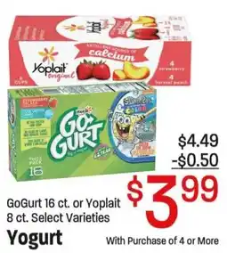 Maceys GoGurt or Yoplait Yogurt offer