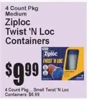 Super Fresh Ziploc twist 'n loc containers offer