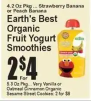 Super Fresh Earth's Best Organic Fruit Yogurt Smoothies offer