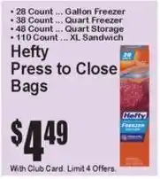Super Fresh Hefty press to close bags offer