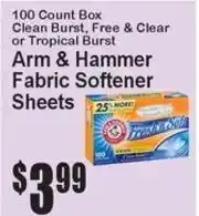 Super Fresh Arm & Hammer Fabric Softener Sheets offer