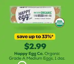 Grocery Outlet Happy Egg Co. Organic Grade A Medium Eggs offer