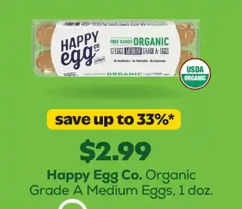 Happy Egg Co. Organic Grade A Medium Eggs