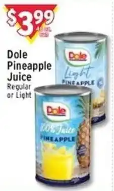 Met Foodmarkets Dole pineapple juice regular or light offer