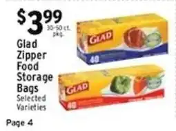 Met Foodmarkets Glad zipper food storage bags offer