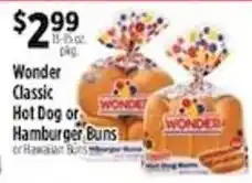 Pioneer Supermarkets Wonder Classic Hot Dog or Hamburger Buns or Hawaiian Buns offer