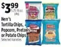 Pioneer Supermarkets Herr's Tortilla Chips, Popcorn, Pretzels or Potato Chips offer