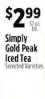 Pioneer Supermarkets Simply Gold Peak Iced Tea offer