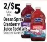 Pioneer Supermarkets Ocean Spray cranberry juice cocktails offer