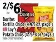 Pioneer Supermarkets Doritos Tortilla Chips or Lay's Potato Chips offer