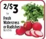 Pioneer Supermarkets Fresh Watercress or Radishes Bunches offer