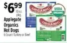 Pioneer Supermarkets Applegate Organics Hot Dogs offer