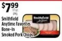 Pioneer Supermarkets Smithfield Anytime Favorites Bone-in Smoked Pork Chops offer