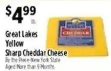 Pioneer Supermarkets Great Lakes Yellow Sharp Cheddar Cheese offer