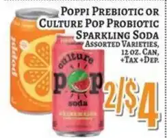 Trade Fair Supermarket Poppi Prebiotic or Culture Pop Probiotic Sparkling Soda offer