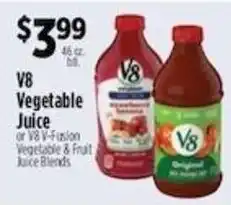 Pioneer Supermarkets V8 Vegetable Juice or V8 V-Fusion Vegetable & Fruit Juice Blends offer
