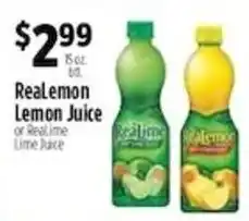Pioneer Supermarkets RealLemon Lemon Juice or RealLime Lime Juice offer