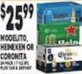 Associated Modelo, Heineken or Coronita offer