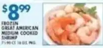 Compare Foods Frozen great american medium cooked shrimp offer