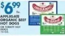 Compare Foods Appleate organic beef hot dogs or turkey hot dogs offer