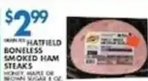 Compare Foods Hatfield boneless smoked ham steaks offer