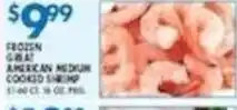 Compare Foods Frozen great american medium cooked shrimp offer