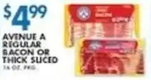 Compare Foods Avenue A Regular Bacon or Thick Sliced offer