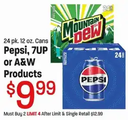 Maceys Pepsi, 7UP or A&W Products offer