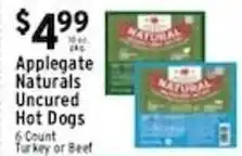 Met Foodmarkets Applegate Naturals Uncured Hot Dogs offer