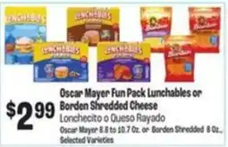 Food City Oscar Mayer Fun Pack Lunchables or Borden Shredded Cheese offer