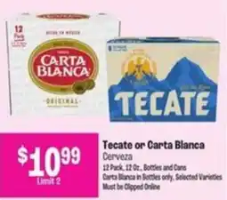 Food City Tecate or Carta Blanca Cerveza offer