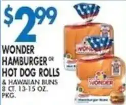 Associated Wonder hamburger or hot dog rolls & hawaiian buns offer