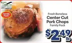 Save a Lot Bider and Chaser Meats fresh boneless center cut pork chops offer