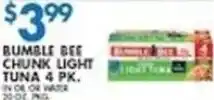 Associated Bumble bee chunk light tuna 4 pk. offer