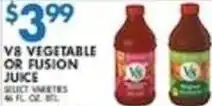 Associated V8 Vegetable or Fusion Juice offer