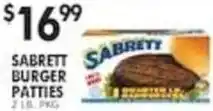 Pioneer Supermarkets Sabrett burger patties offer
