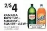 Pioneer Supermarkets Canada Dry ,7 Up ,Sunkist Squirt A&W offer