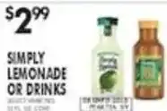 Pioneer Supermarkets Simply Lemonade or Drinks offer